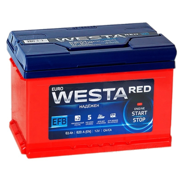 Акумулятор Westa RED 63 Ah 12 V 620A (+/-) EFB RED Euro 242*175*190 (WEFB6300LB2 620 А (1) L)