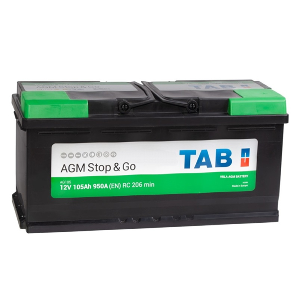 Акумулятор TAB 105 Ah 12 V 950 A (-/+) AGM - Euro 394*175*190 (213 105)