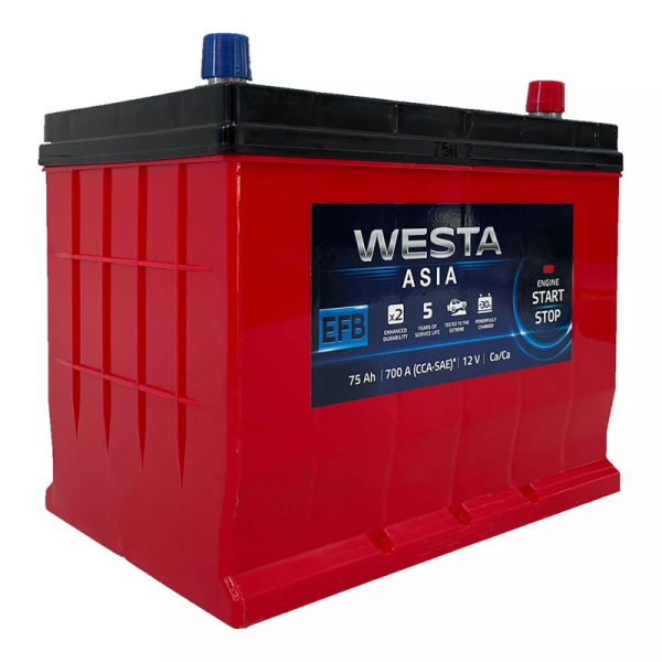 Акумулятор WESTA RED Asia 6CT-75А 75 Ah 12 V 700A (-/+) EFB Start-Stop 260*175*220 (WAE750)