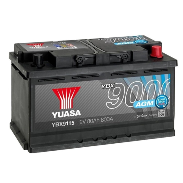 Аккумулятор Yuasa 80 Ah 12 V 800 A (-/+) AGM - Euro 317*175*190 (YBX9115)