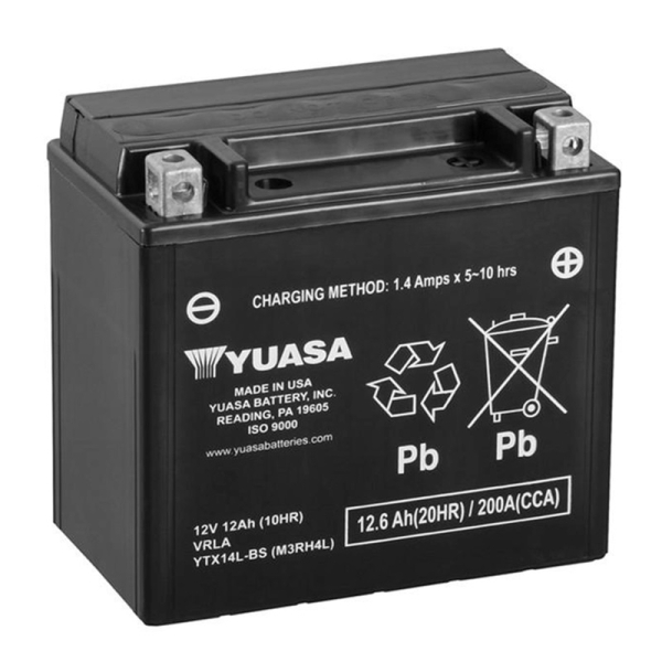 Акумулятор Yuasa 12,6 Ah 12 V 200 A (-/+) AGM MF VRLA Battery Euro 150*87*145 (YTX14L-BS)