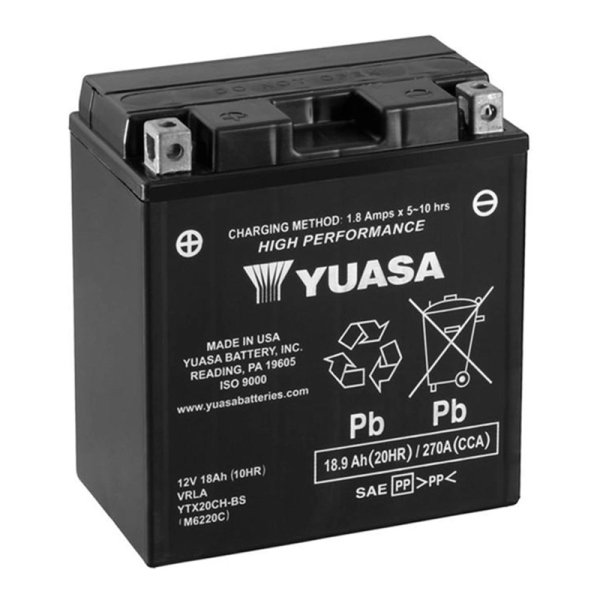 Акумулятор Yuasa 18,9 Ah 12 V 270 A (+/-) High Performance MF VRLA Battery Euro 150*87*161 (YTX20CH-BS)