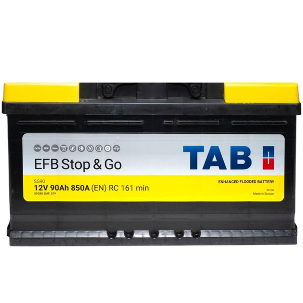 Аккумулятор TAB 90 Ah 12 V 850A (-/+) EFB Euro 353*175*190 (212090)