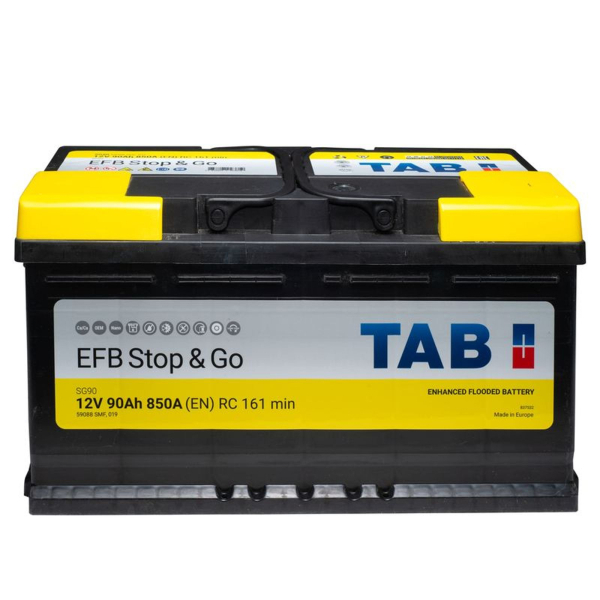 Аккумулятор TAB 90 Ah 12 V 850A (-/+) EFB Euro 353*175*190 (212090)