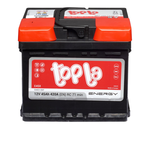 Аккумулятор Topla 45 Ah 12 V 420 A (+/-) Energy Euro 207*175*175 (108 345)