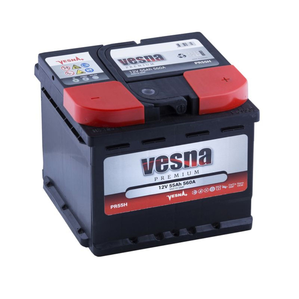 Акумулятор Vesna 55 Ah 12 V 560 A (-/+) Premium Euro 207*175*190 (415 455)