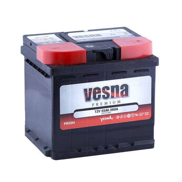 Акумулятор Vesna 55 Ah 12 V 560 A (-/+) Premium Euro 207*175*190 (415 455)