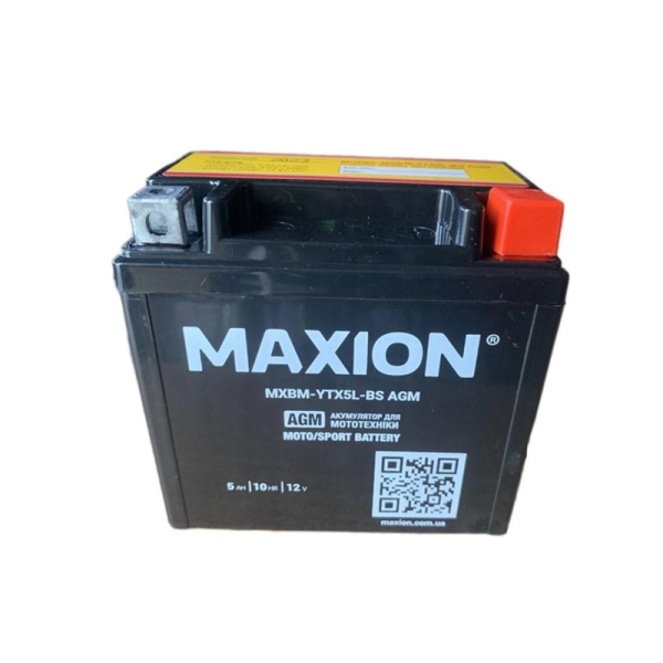 Акумулятор для мото MAXION 4Ah 12V 70A (-/+) Sport Battery AGM 113*70*105 (MXBM-YTX5L-BS AGM)