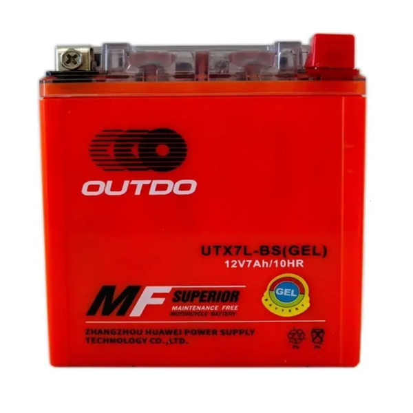 Аккумулятор для мото Outdo 7 Ah 12 V 85 A 10 Hr GEL 113*70*130 -/+ UTX7L-BS-GEL (HCOG-7-0)